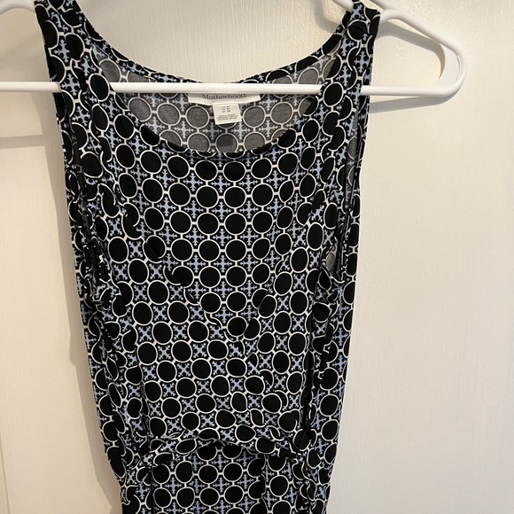 Motherhood Maternity Sleeveless Maxi Dress in Black/Blue Dot Pattern Small - Picture 2 of 5